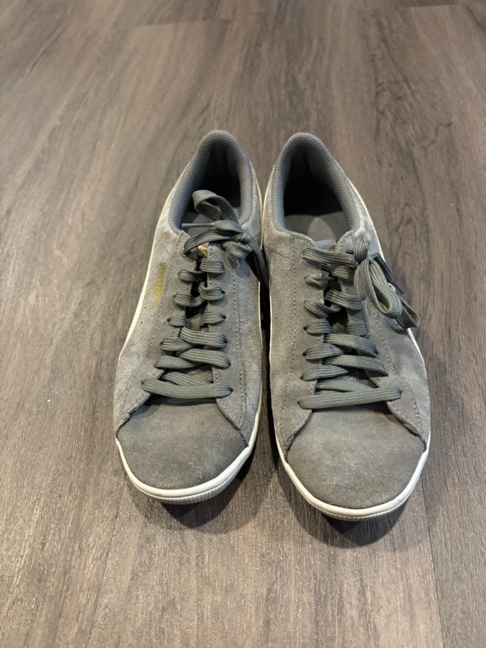 Puma Gray Suede Lace-Up Sneakers